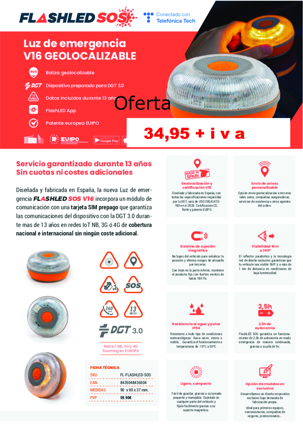 Luz de emergencia geolocalizable a 34,95 €uros + iva