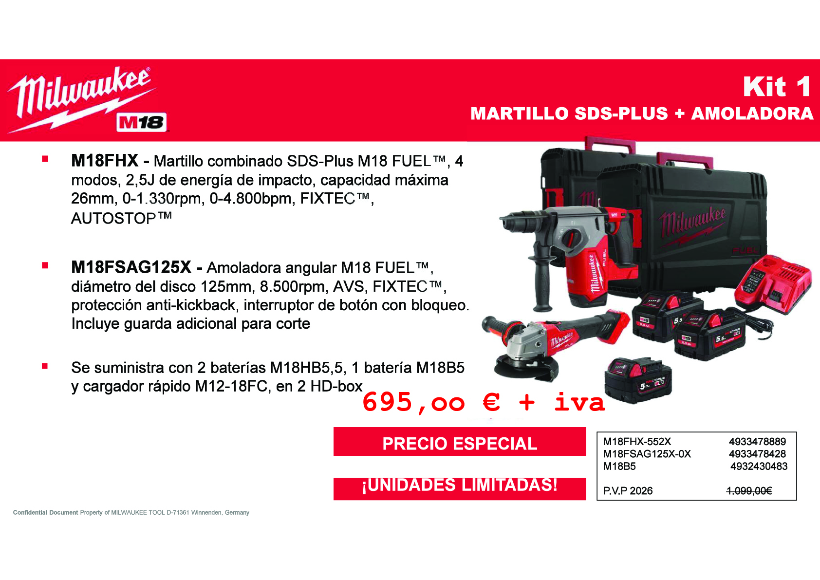 Oferta artículos Miwaukee hasta fin de exitencias